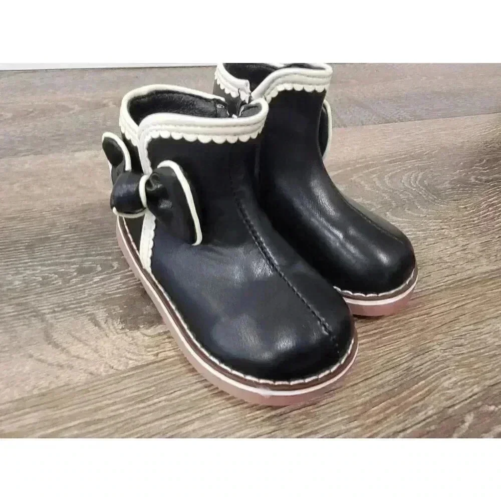 Black with bow toddler‎ boots size 7 #1